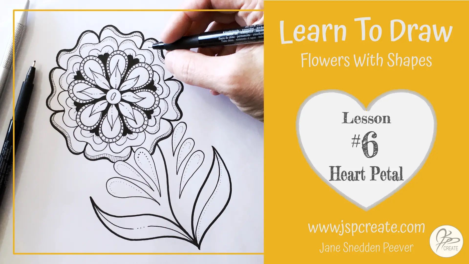 Ultra Relaxing Tangle Flower Drawing (With Free Printable) · Craftwhack